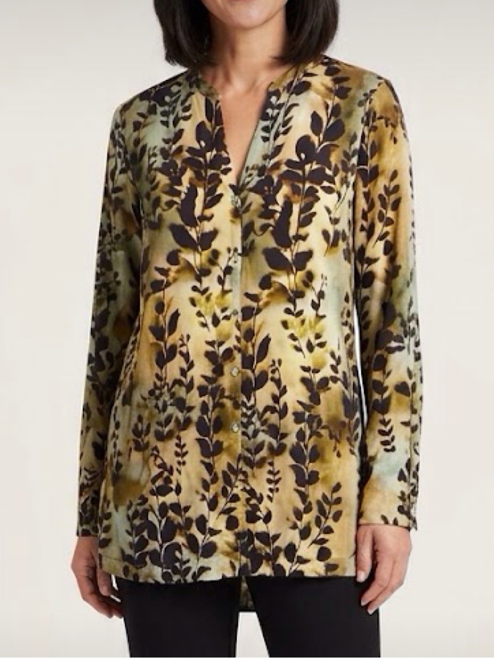 J. Jill Pure Jill Small Artsy Viscose Button Up Tunic Top Career Professional